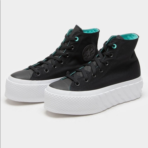 Converse Shoes - CONVERSE Black Surface Fusion Platform 2X Chuck Taylor All Star Shoes Sz. 7​​